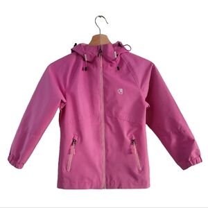 Pink Hooded Zip-up Raincoat - Girls Size 6 (S/P)